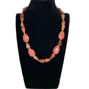 Sunstone Aventurine Gemstone Beaded Necklace 19.5